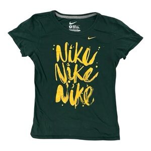 Nike Dark Green Tee with Bold Yellow Print